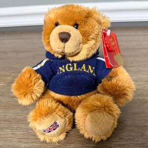 Keel Toys England Teddy Bear Navy Blue Hoodie Union Jack Souvenir Plush 6" NWT